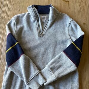 GAP boys Gray and Navy Zip-Up Sweater